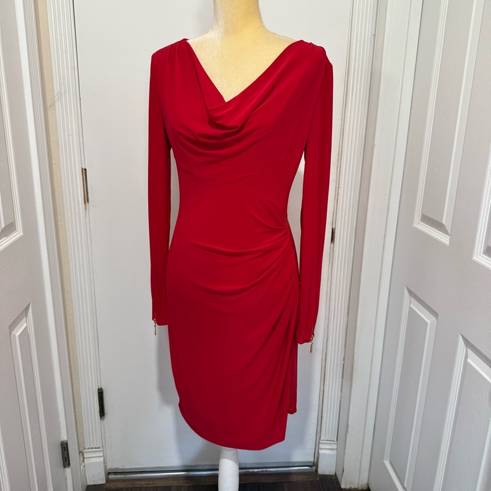 Cache Red Long Sleeve Dress